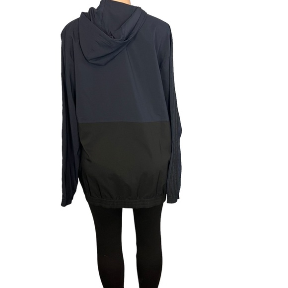 Adidas 3-Stripe Hooded Zip-Up Woven Jacket Navy Blue & Black - Picture 7 of 8